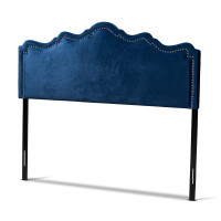 Baxton Studio BBT6622-Navy Blue-HB-Full Nadeen Modern and Contemporary Royal Blue Velvet Fabric Upholstered Full Size Headboard